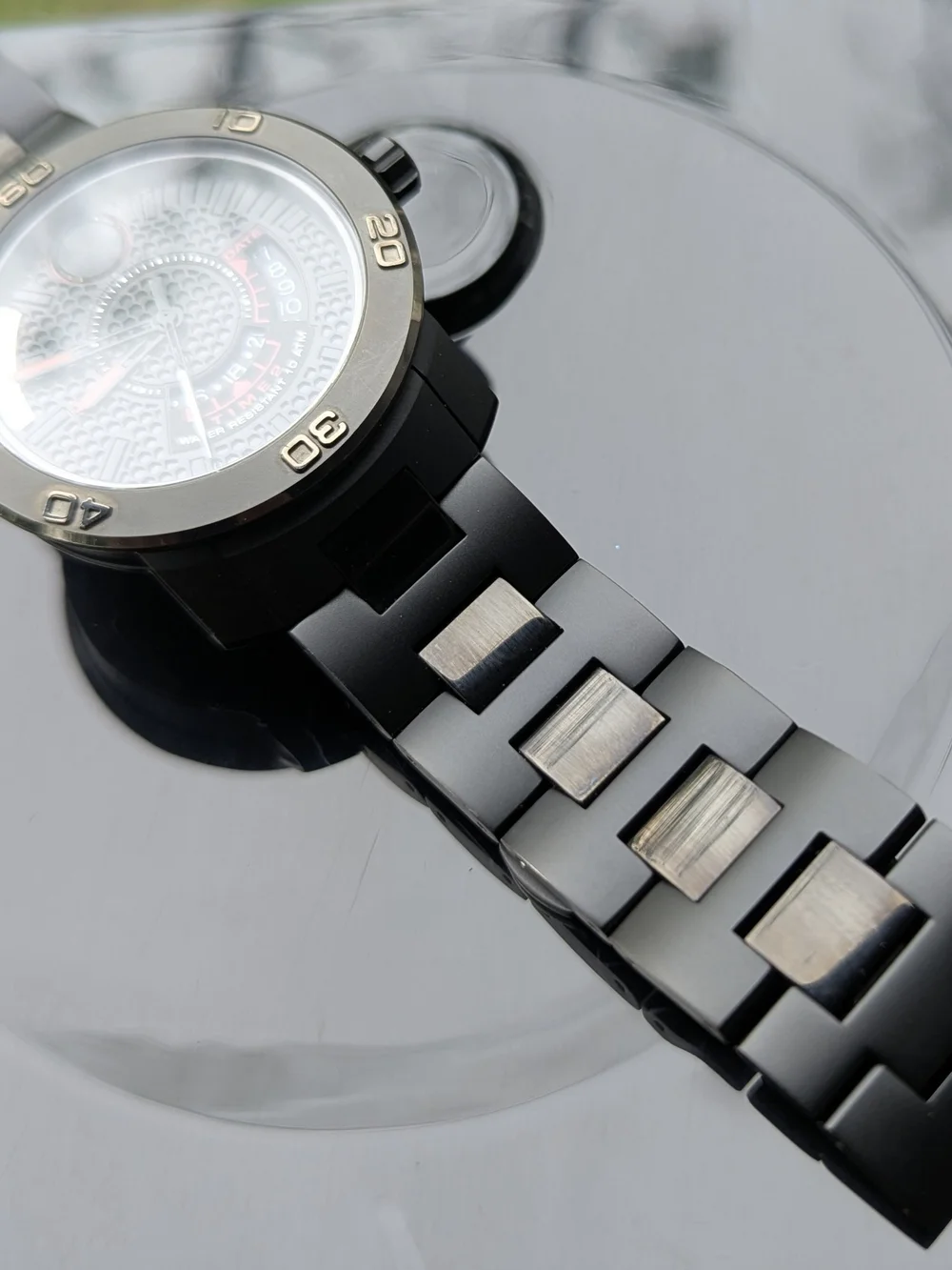 Movado Men's Black and Red Stainless Steel Sport Watch BOLD GMT